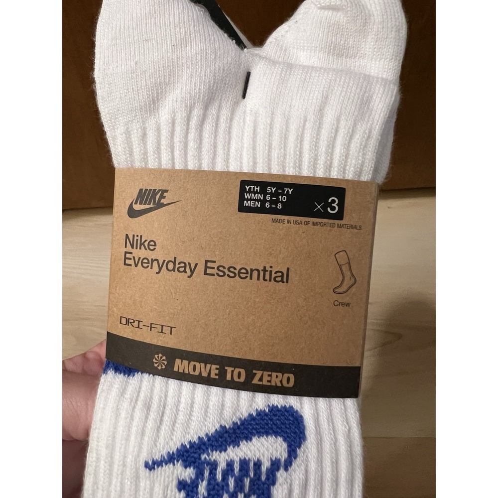 Nike Everyday Essential Blue White Size M Crew Socks 3 Pairs - Picture 3 of 3